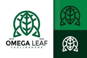 Omega Leaf Logo Design, brand identity logos vector, modern logo, Logo Designs Vector Illustration Template