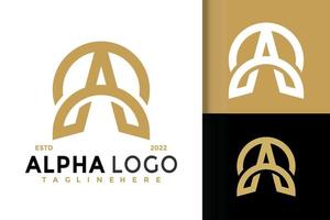 letra a diseño de logotipo alfa, vector de logotipos de identidad de marca, logotipo moderno, plantilla de ilustración vectorial de diseños de logotipos