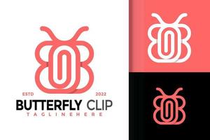 diseño de logotipo de clip de papel de mariposa, vector de logotipos de identidad de marca, logotipo moderno, plantilla de ilustración vectorial de diseños de logotipo