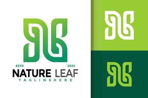 letra n naturaleza hoja verde diseño de logotipo, vector de logotipos de identidad de marca, logotipo moderno, plantilla de ilustración vectorial de diseños de logotipos