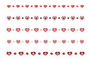 Different decorative borders with hearts. Set of templates for Valentine day card, wedding invitation, web design vector