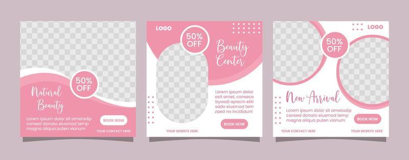 Beauty Center Makeup Social media post Banner Square Flyer Template Design