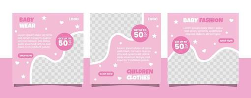 Baby fashion with cute ornament for social media post vector