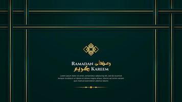 Dark Green Luxury Islamic Elegant Ramadan Kareem Background with Arabic Calligraphy, candles vector