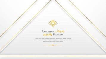 Elegant Abstrac Style Islamic Luxury Ramadan Kareem Ornamental Background. With Arabic Pattern, Islamic Border, and Decorative Hanging Lanterns Ornament. vector