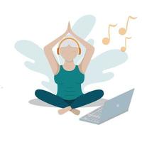 una anciana haciendo yoga vector