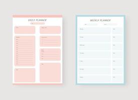 Daily and weekly planner template. Set of planner and to do list. Modern planner template set. Vector illustration.