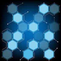 tecnología abstracta de forma hexagonal vectorial y concepto de fondo científico con química de moléculas de color azul vector