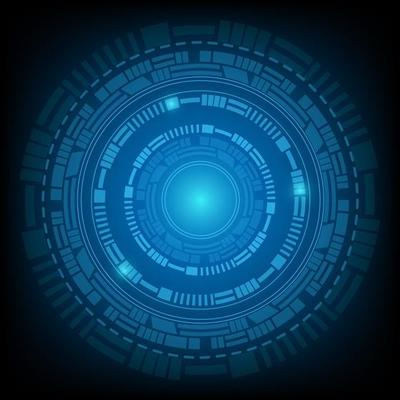 circular AI HUD hologram vector concept for future technology element background business screen