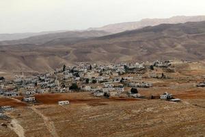 The Judean Desert in the Middle East in Israel. Since ancient times, this place has served as a refuge for hermits and rebels. photo
