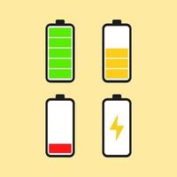 conjunto de iconos de indicador de nivel de energía de la batería del teléfono vector