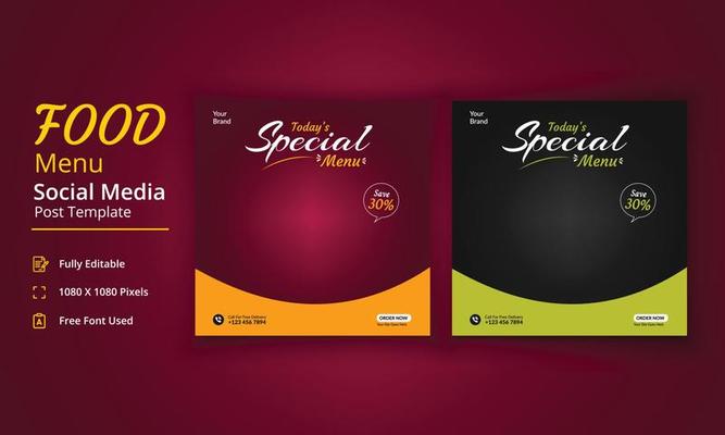 Food Menu Social Media Post Template, Super Special Menu story, Restaurant Social Media Post