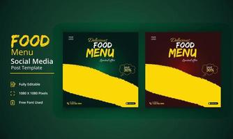 Food Menu Social Media Post Template, Delicious Food Menu story, Restaurant Social Media Post vector