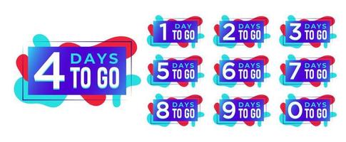 Flashing days to go numbers. Stickers and banners timer pack. vector