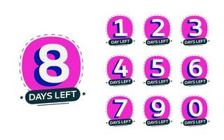 Flashing numbers of days left. Stickers and banners timer pack. vector