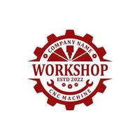 cnc machine workshop logo design vector