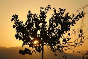 Sunrise at the Dead Sea in Israel. The sun comes out from behind the mountains in Jordan. photo