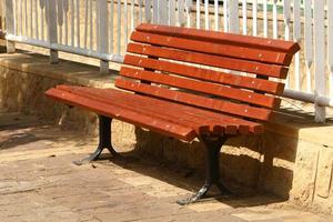 Bench for rest in the city park. photo