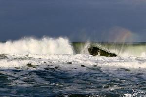 Storm in the Mediterranean off the coast of Israel. photo