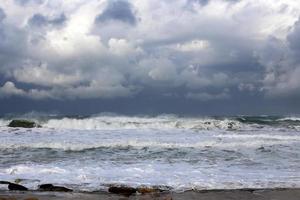 Storm in the Mediterranean off the coast of Israel. photo