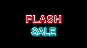 Animation flash sale with neon text effect video