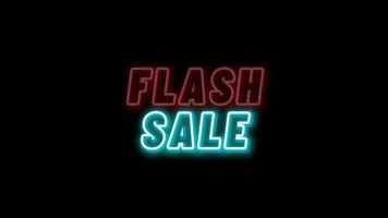 Animation flash sale with neon text effect video