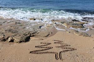 Coast of the Mediterranean Sea in the north of the State of Israel. photo