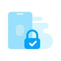 Protect with finger print on smartphone screen concept illustration flat design vector eps10. modern graphic element for landing page, empty state ui, infographic, icon