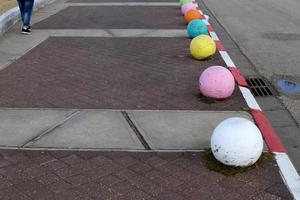 Sidewalk for pedestrians in a big city photo