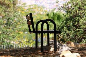 Bench for rest in the city park. photo