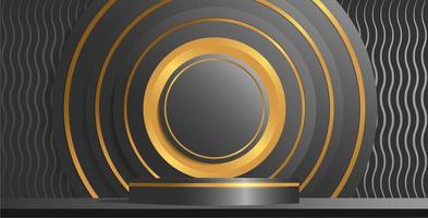 podium product mockup with abstract background on black and gold vector