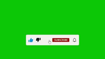 cursore clicca mi piace iscriviti e icona campana video schermo verde