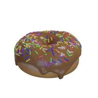 Realistic donut with icing and sprinkles. Donut isolated. photo