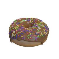 Realistic donut with icing and sprinkles. Donut isolated. photo