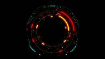 interfaces hud circle. oi display futurista de tecnologia. botão de holograma azul. proteção de rede de dados digitais, conceito de rede de tecnologia futura fhd. inovação do ciberespaço moderno. video