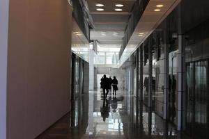 Tel Aviv Israel June 10, 2021 Narrow and long corridor on the lower floor of the building. photo