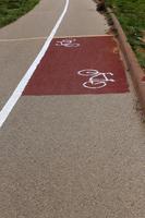 Sidewalk for pedestrians in a big city photo