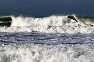 Storm in the Mediterranean off the coast of Israel. photo