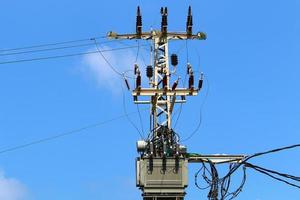 Electrical wires carrying high voltage current. photo