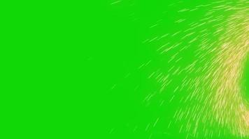 Rotating sparks on a green background.