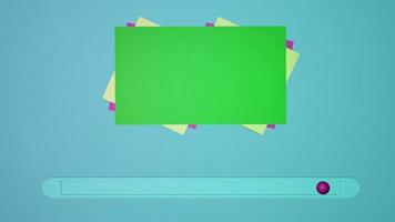 Graphical switching animation. A rectangle with a green background in the center. video