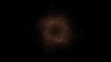 rotazione di particelle luminose che bruciano su uno sfondo nero con un posto vuoto da inserire. video