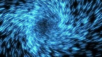 un entonnoir rotatif de particules bleues brillantes sur fond noir. video