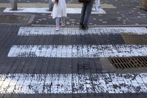 Sidewalk for pedestrians in a big city photo