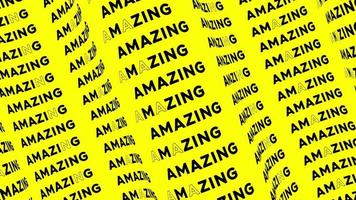 Amazing yellow promo text flow on the wave animation loop. Amazing words line stream by the curve seamless background. Running creative ticker promotion advertising kinetic typography. video