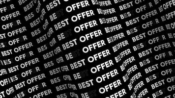 Best offer promo text flow on the wave animation loop. Best offer words line stream by the curve seamless background. Running creative ticker promotion advertising kinetic typography. video