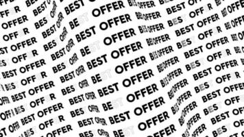 Best offer promo text flow on the wave animation loop. Best offer words line stream by the curve seamless background. Running creative ticker promotion advertising kinetic typography. video