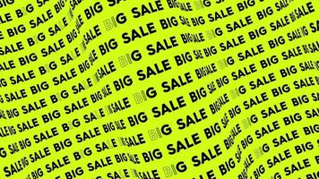 Big sale lime promo text flow on the wave animation loop. Big sale words line stream by the curve seamless background. Running creative ticker promotion advertising kinetic typography. video