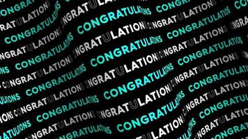 Congratulations cyan promo text flow on the wave animation loop. Congratulations words line stream by the curve seamless background. Running creative ticker promotion advertising kinetic typography. video