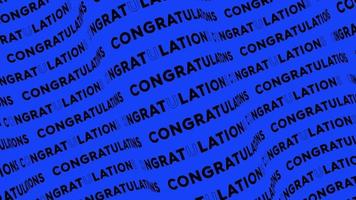 Congratulations blue promo text flow on the wave animation loop. Congratulations words line stream by the curve seamless background. Running creative ticker promotion advertising kinetic typography. video